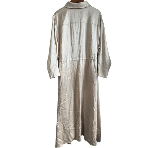 MM Lafleur The Pepper Dress Minimalist Old Money Washable Silk Charmeuse Dune M - Picture 8 of 8